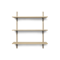 Sector hylde, triple/wide - egetræ/sort messing (87 cm)