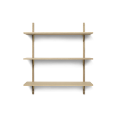 Sector hylde, triple/wide - egetræ/messing (87 cm)