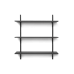 Sector hylde, triple/wide - sort aske/sort messing (87 cm)